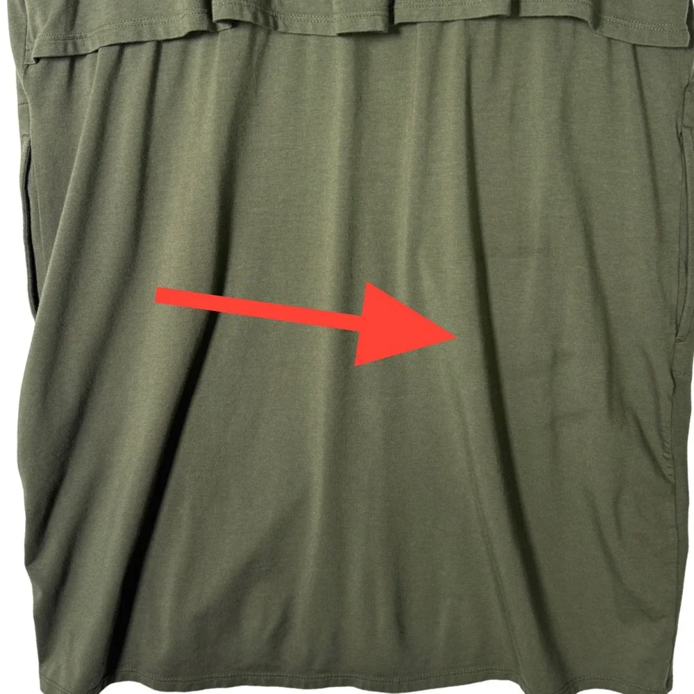 J Jill Womens Size Medium Olive Green Button Front‎ Shirt Dress Pockets Casual